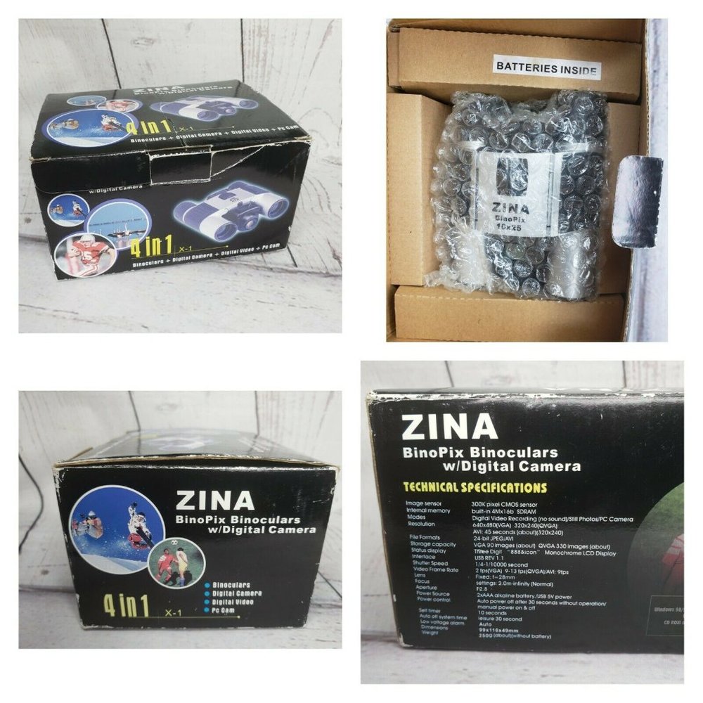 ZINA 4 in1 10 x 25 BinoPix Binoculars Digital